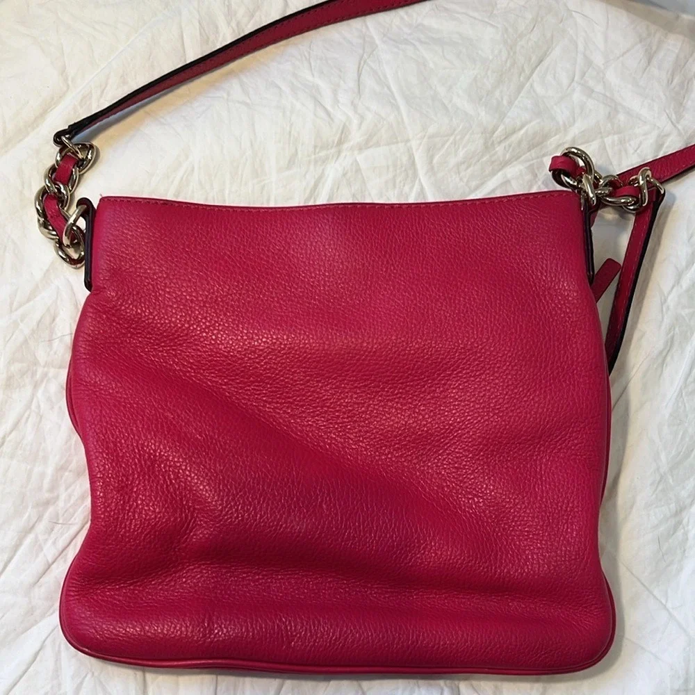 Kate Spade Magenta Leather‎ Y2K 2000s Shoulder Bag Crossbody Authentic Hot Pink